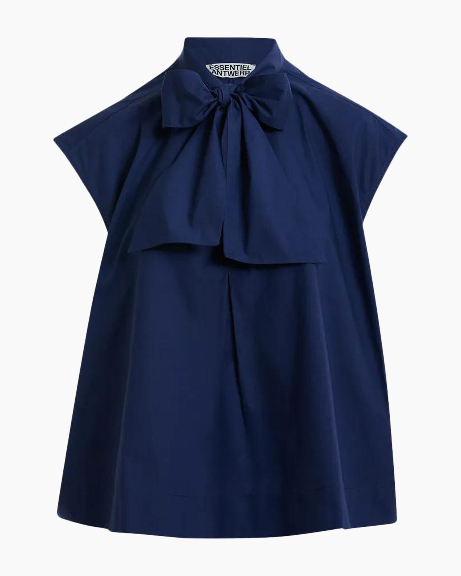 blouse, sleeveless, navy, bow, top with bow