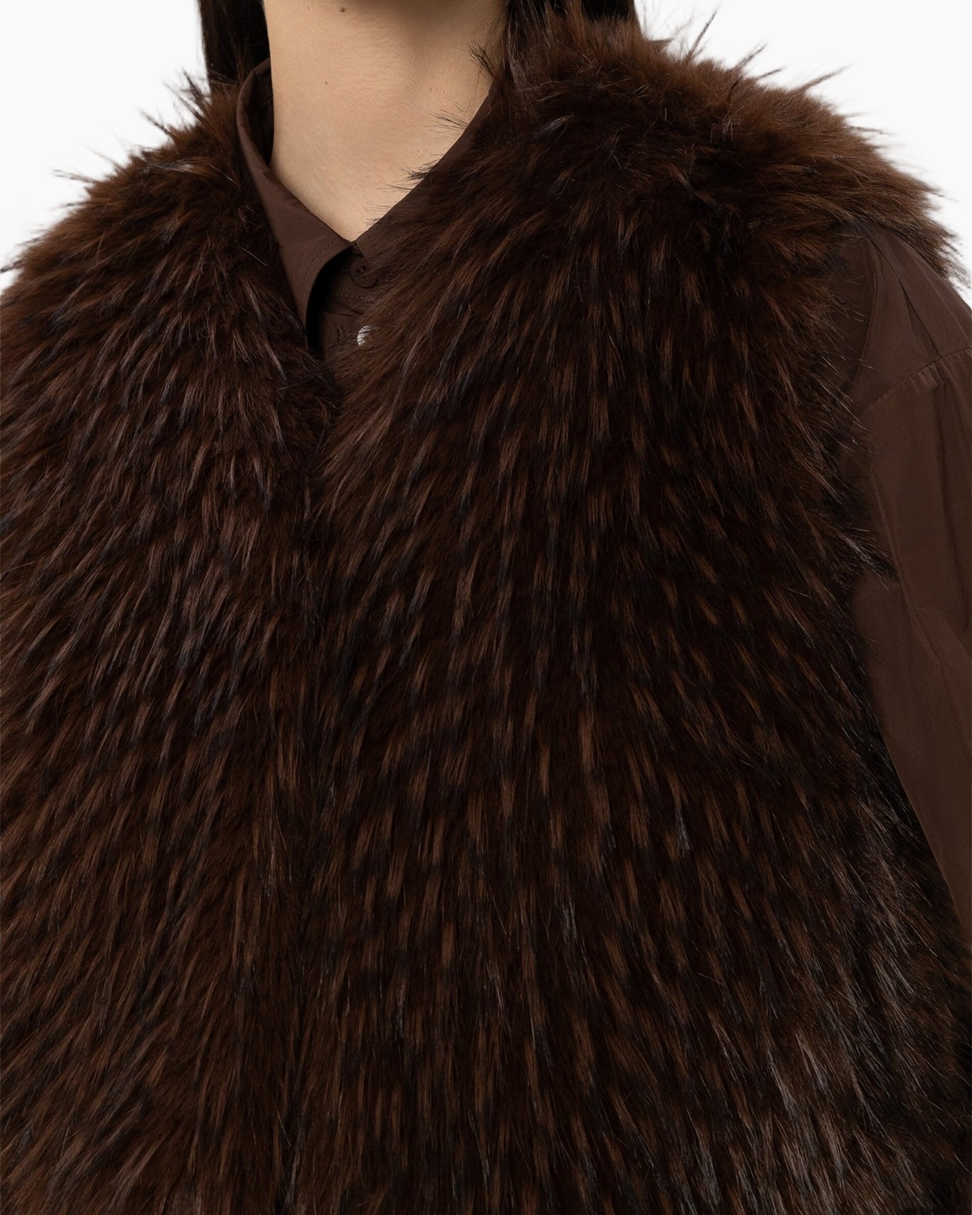 fur, vest, brown, faux-fur, multi-tone