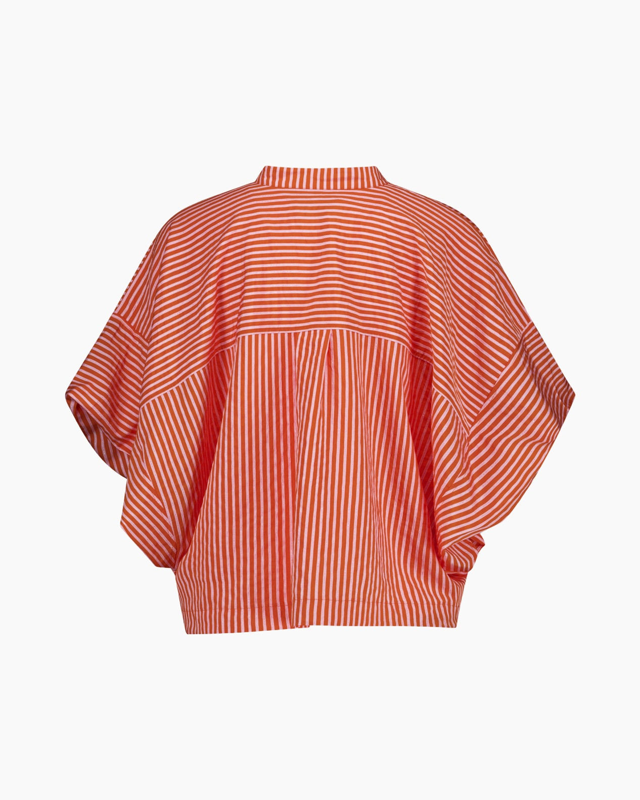 striped shirt, orange stripes, loose fit, fashion top, crew neck