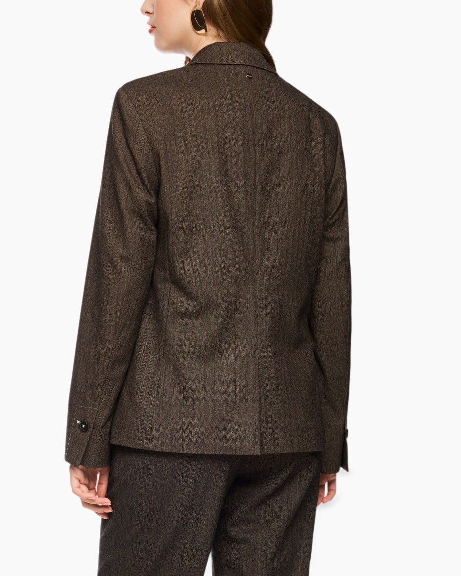 blazer, suit, jacket, brown, pinstripe