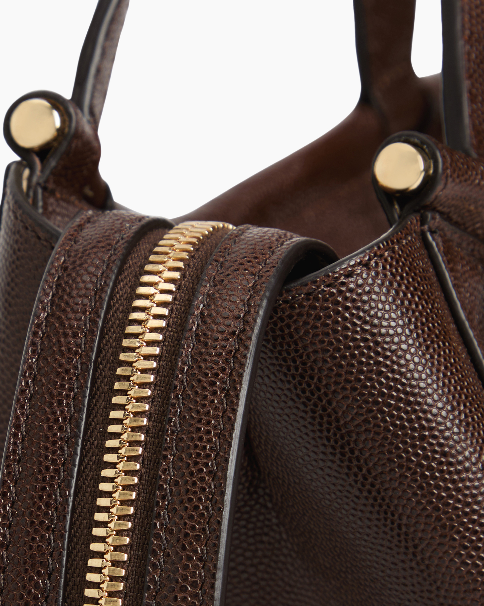 brown, leather, bag, zipper, textured