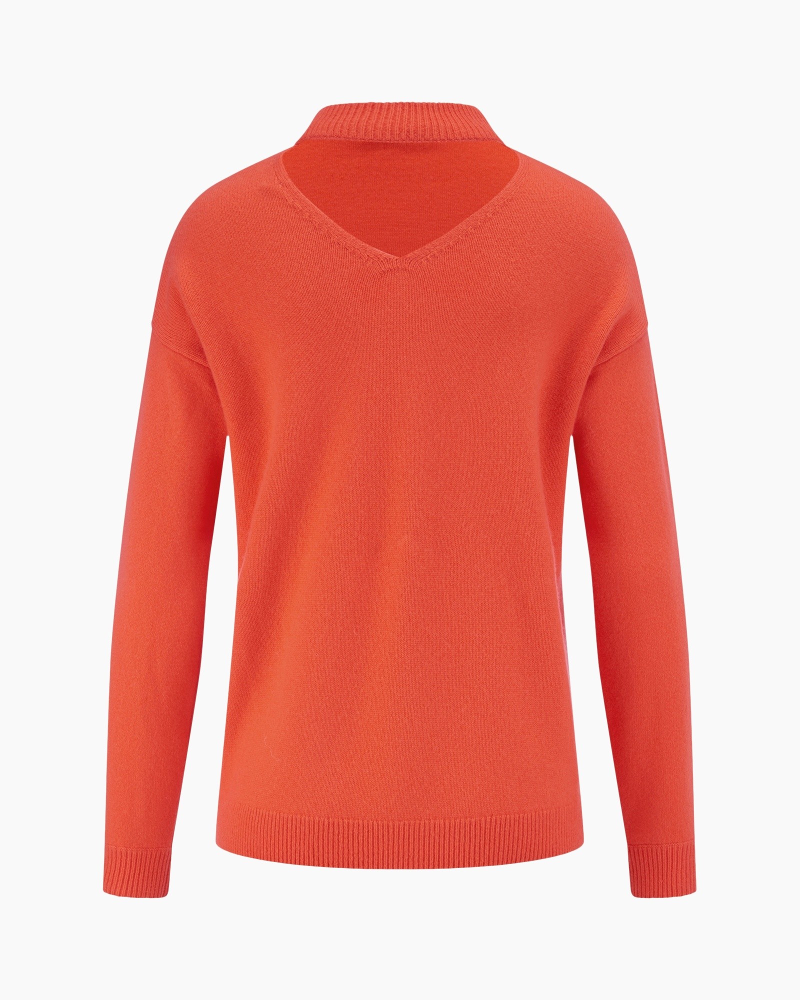 sweater, orange, v-neck, knit, long-sleeve