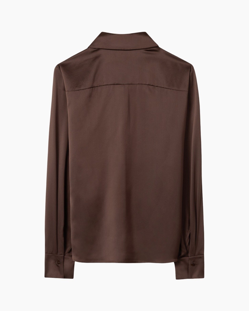 blouse, silk, brown, longsleeve, collar