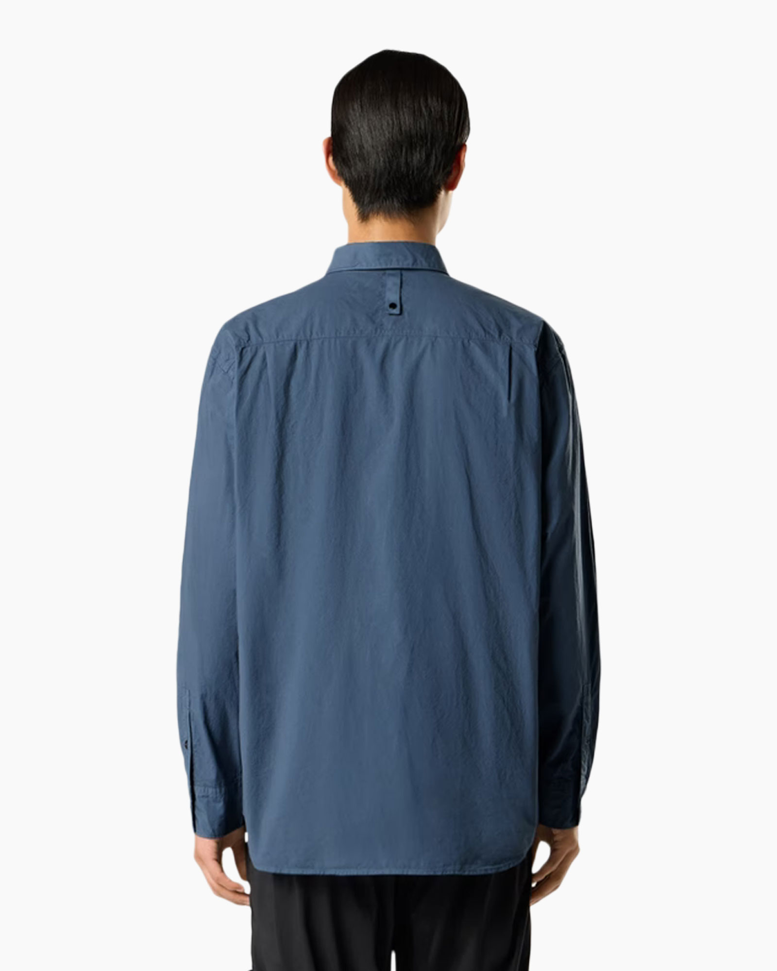 shirt, long-sleeve, blue, collared, cotton?