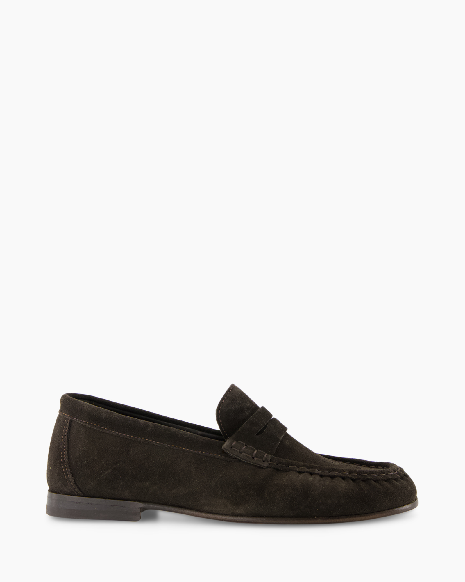 loafer, moccasin, slip-on, suede, dark brown