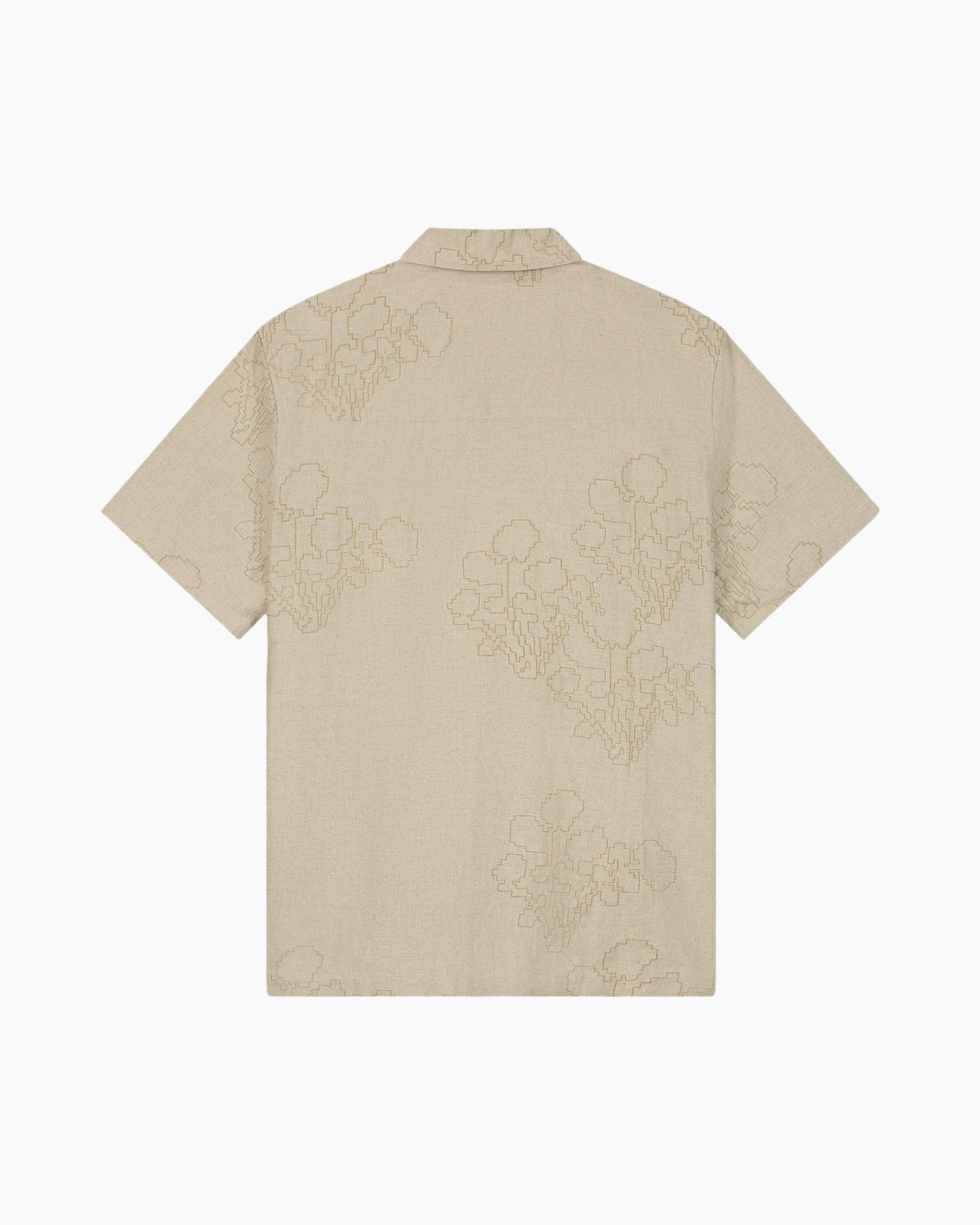 short-sleeve, beige, shirt, floral-pattern, collared