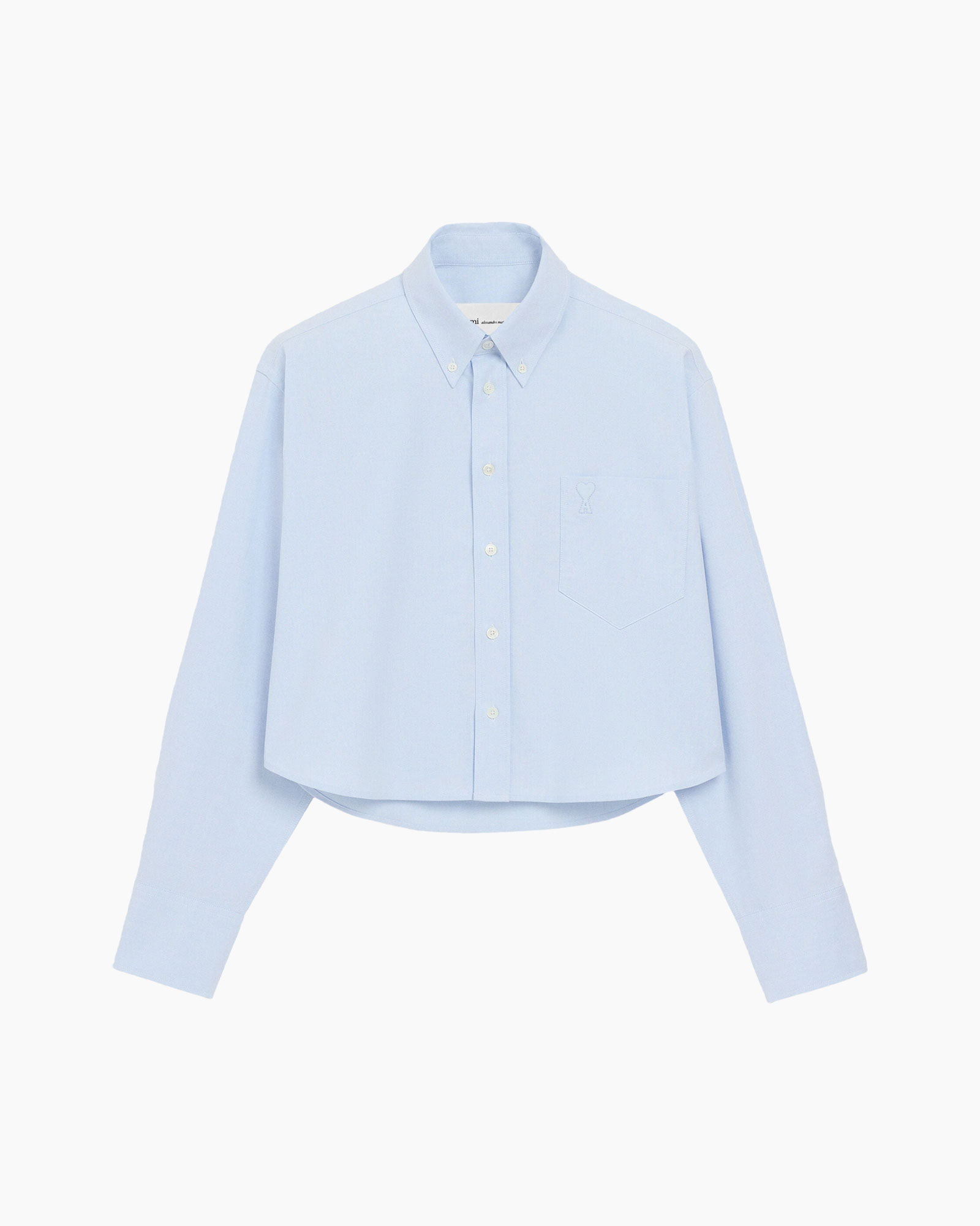 shirt, button-down, light blue, collared, pocket