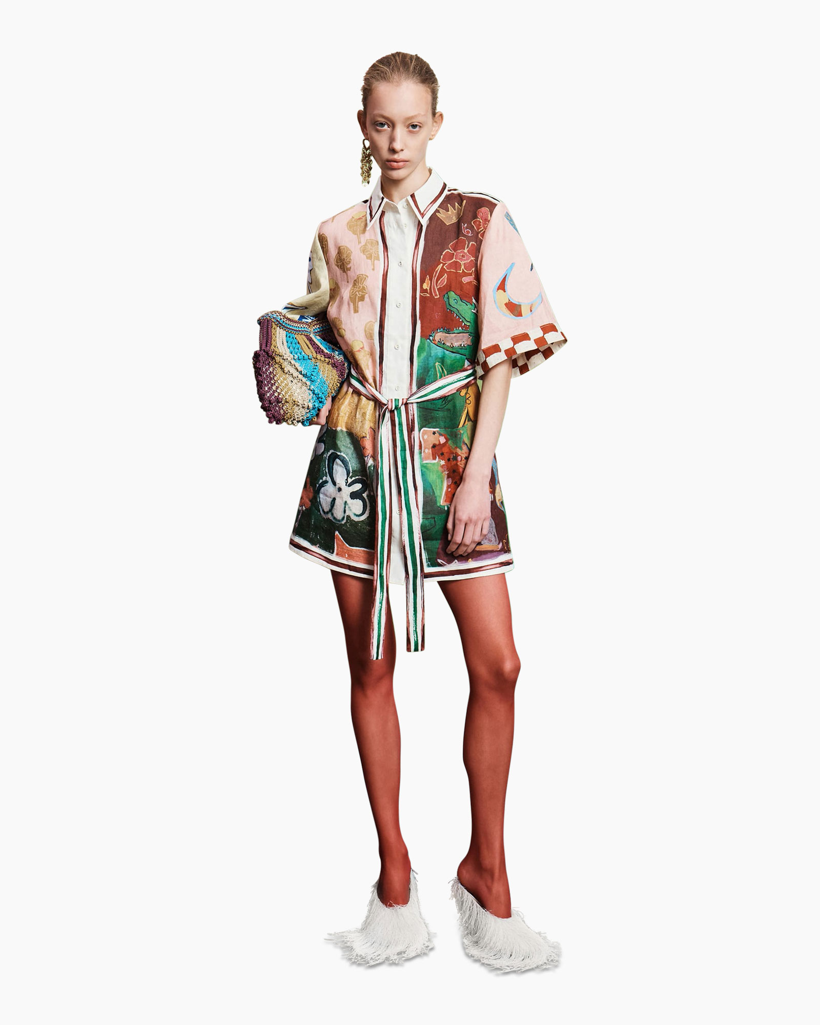 dress, colorful, patchwork, short, collared