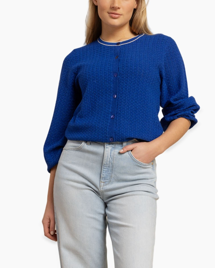 cardigan, blue, knit, button-up, long-sleeve