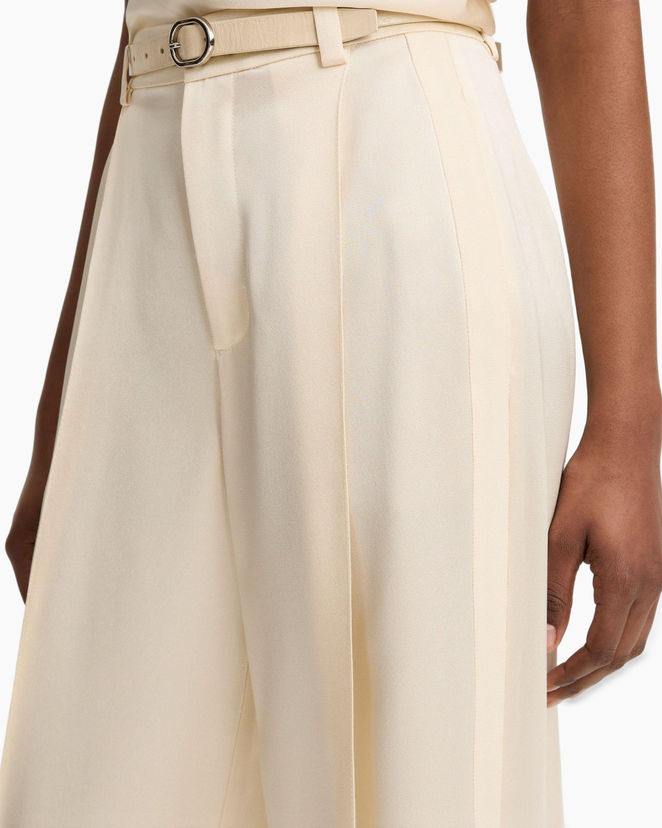 pants, trousers, creme, pleated, belted