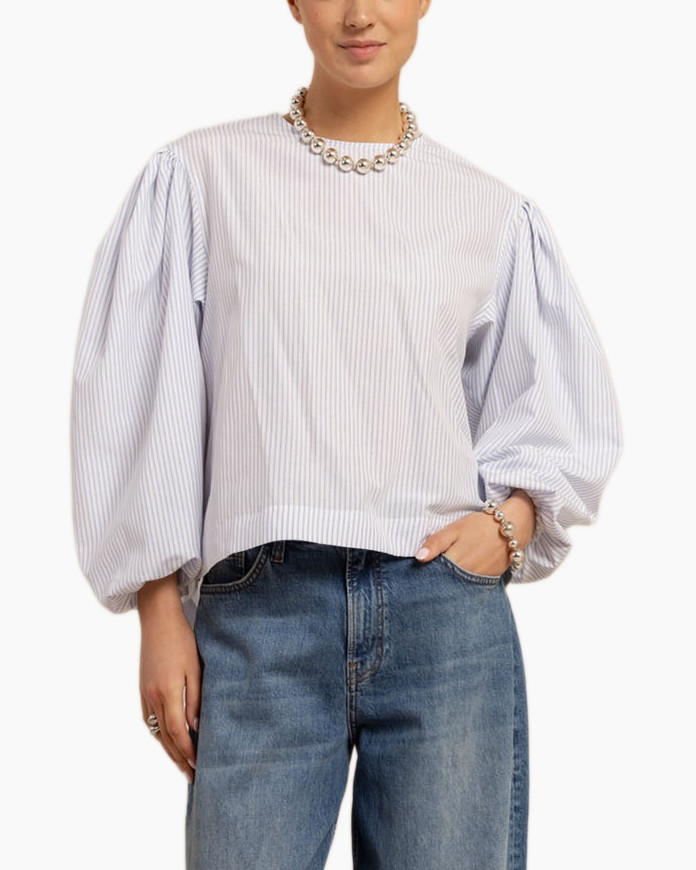 Blouse, Shirt, Jeans, Necklace, Person