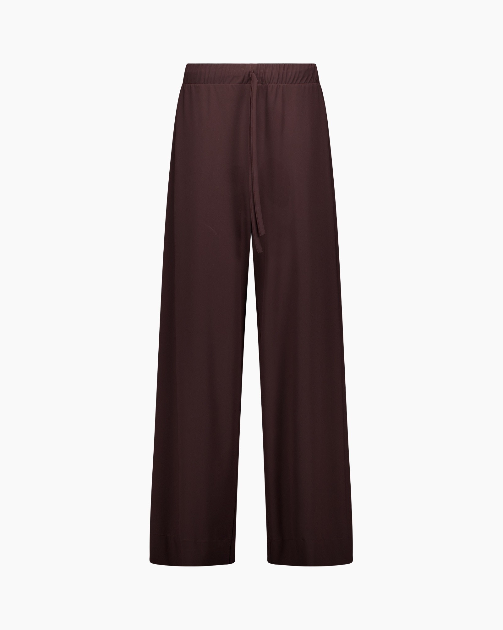 pants, wide-leg, drawstring, solid, dark-brown