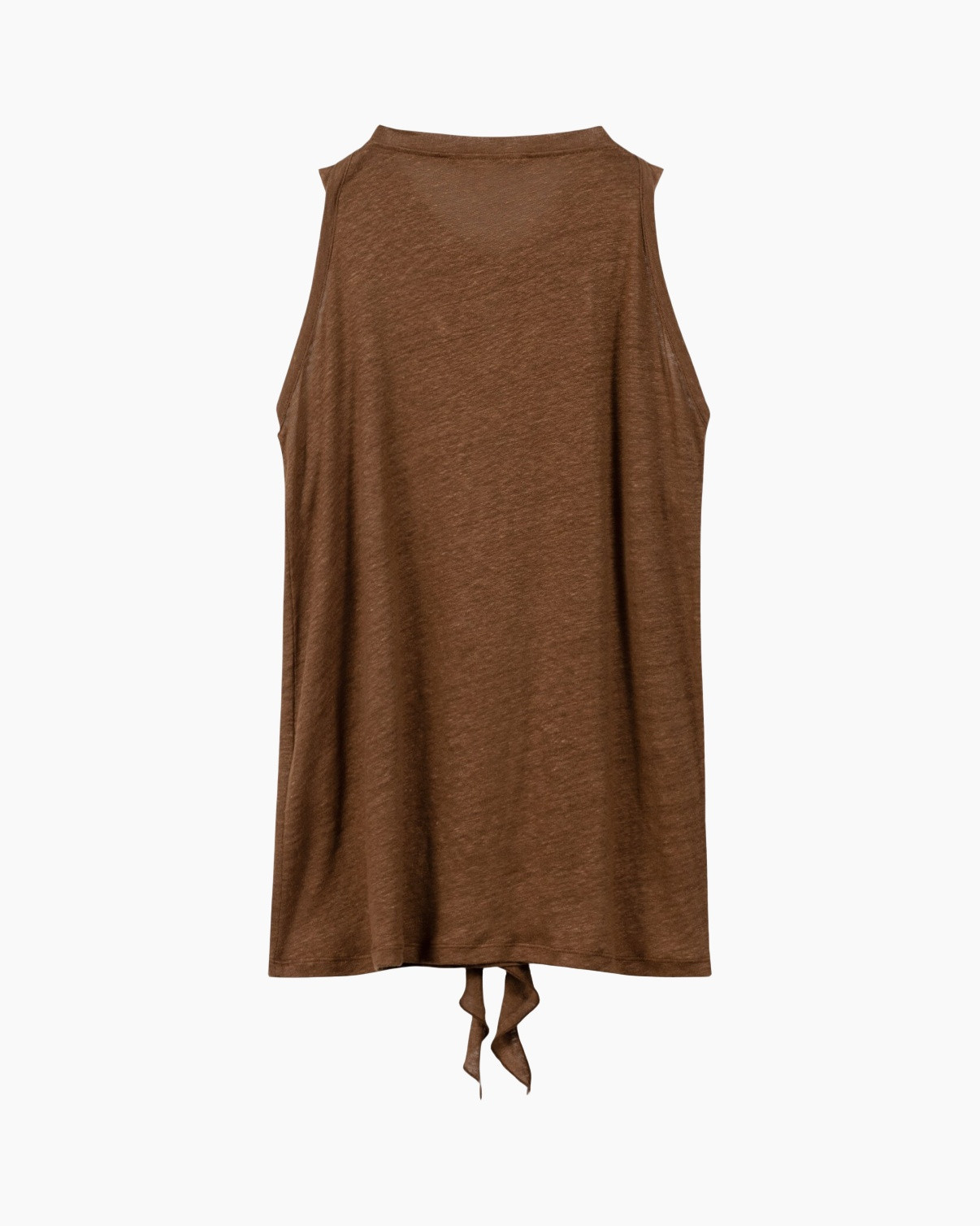 tank top, sleeveless, brown, back tie, soft knit