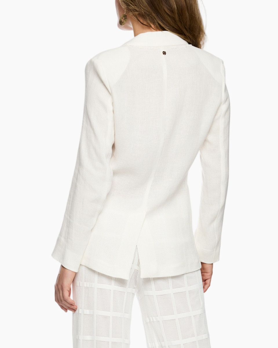 blazer, white blazer, woven blazer, two-button, pockets