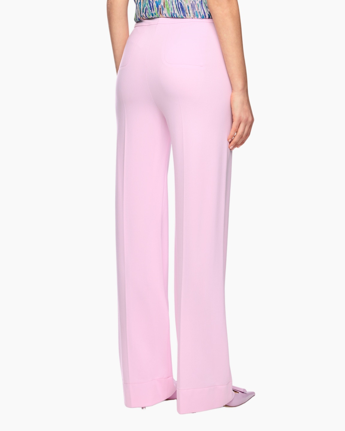pink pants, wide-leg, trousers, back pocket, soft fabric