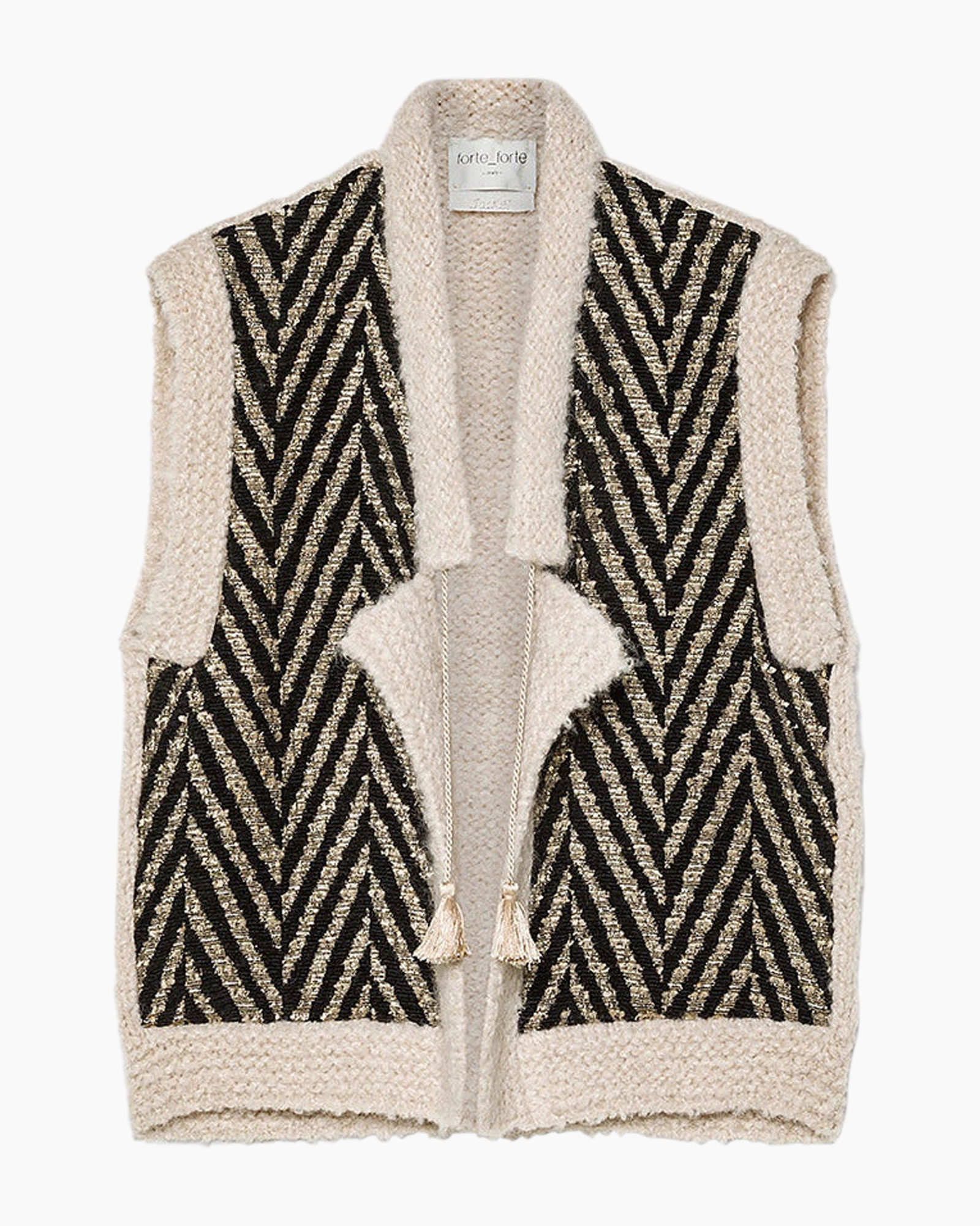 vest, cardigan, woven, chevron, neutral