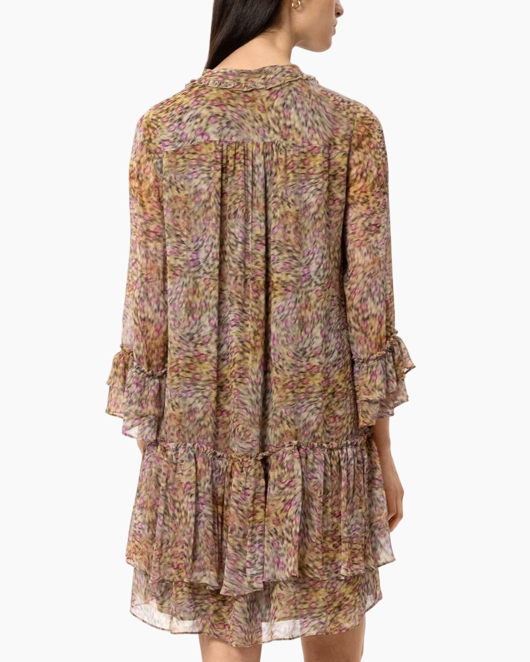 floral, sheer, loomed, tiered, dress details