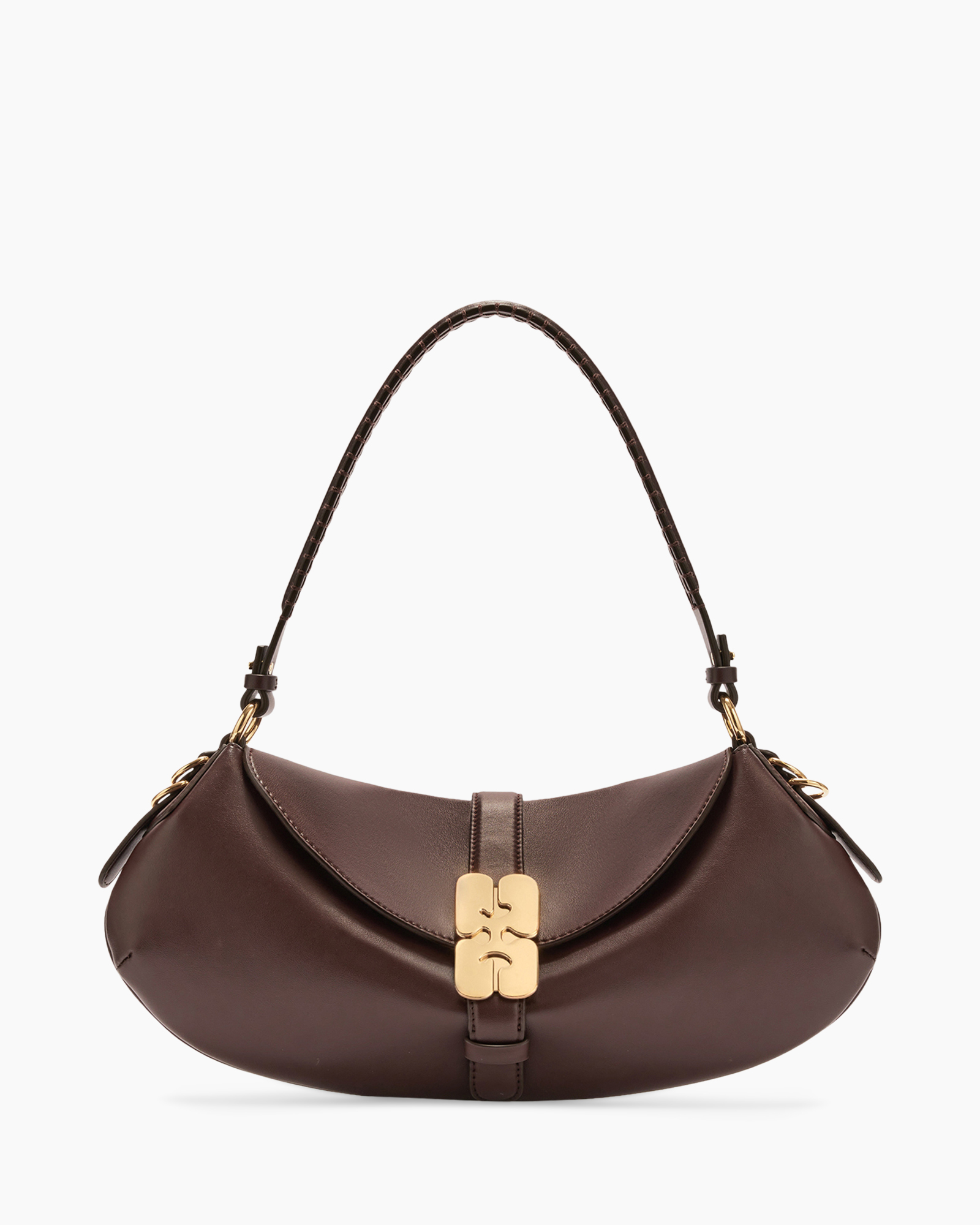 handbag, shoulder bag, brown, leather, gold hardware