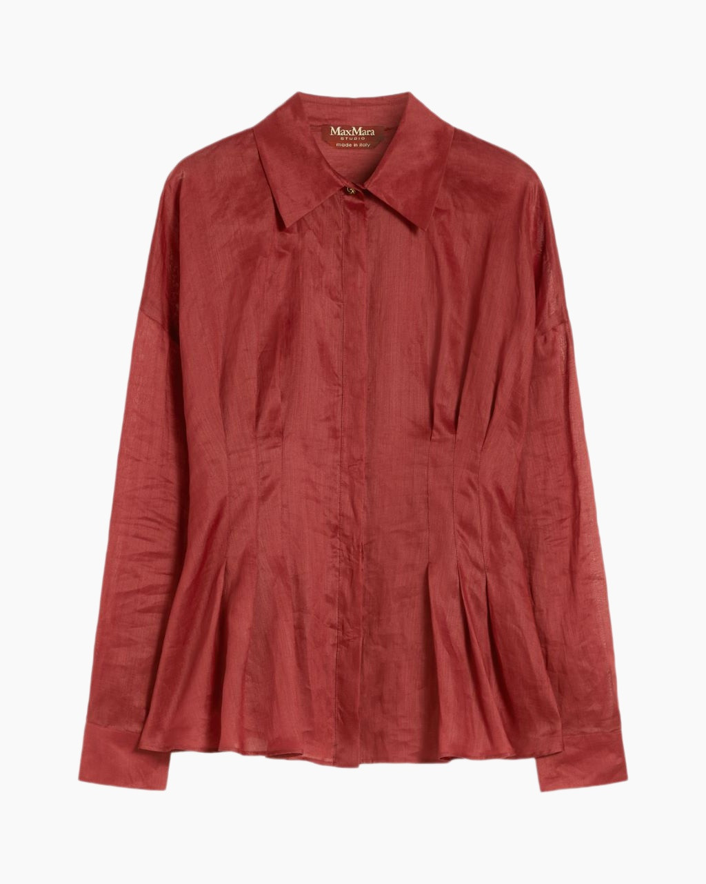 shirt, blouse, red, collared, pleated