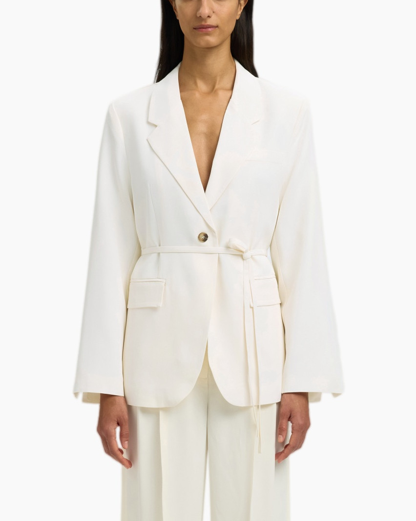 blazer, white blazer, women's blazer, single-breasted, belted