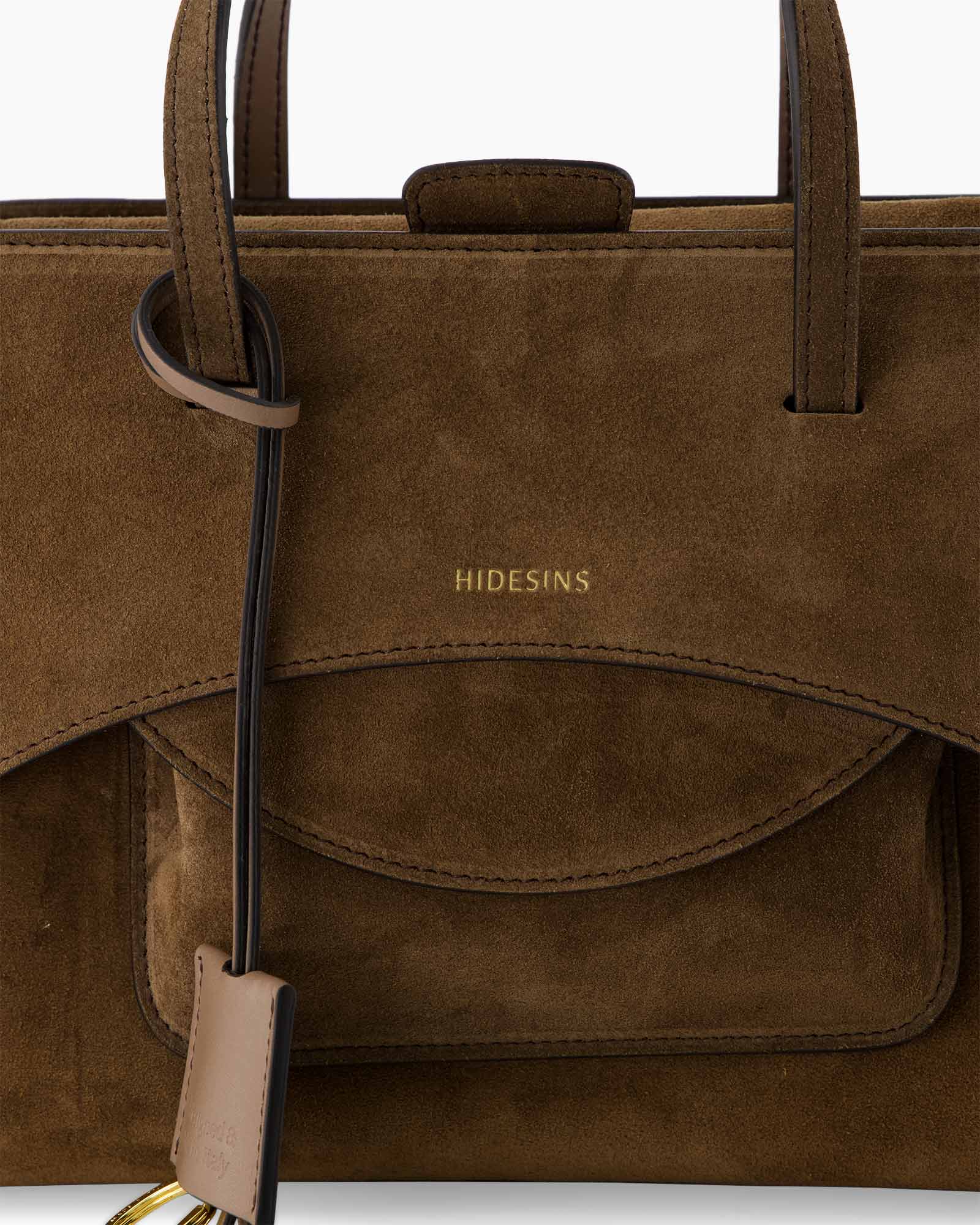 bag, handbag, brown, suede, pocket