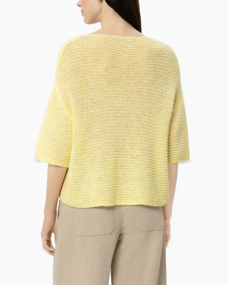 knit, sweater, yellow, loose-fit, short-sleeve