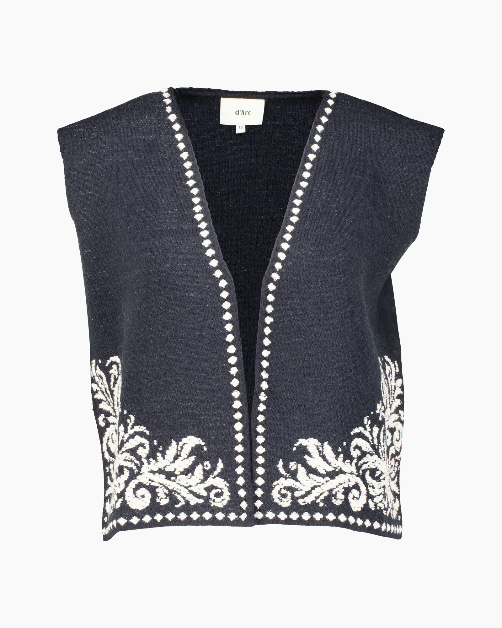 cardigan, vest, navy, pattern, embroidery