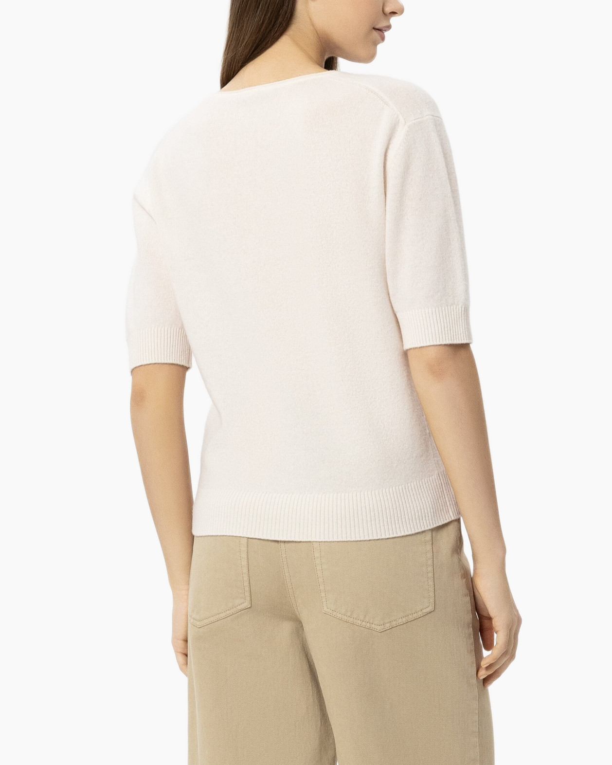 top, sweater, knit, half-sleeve, cream