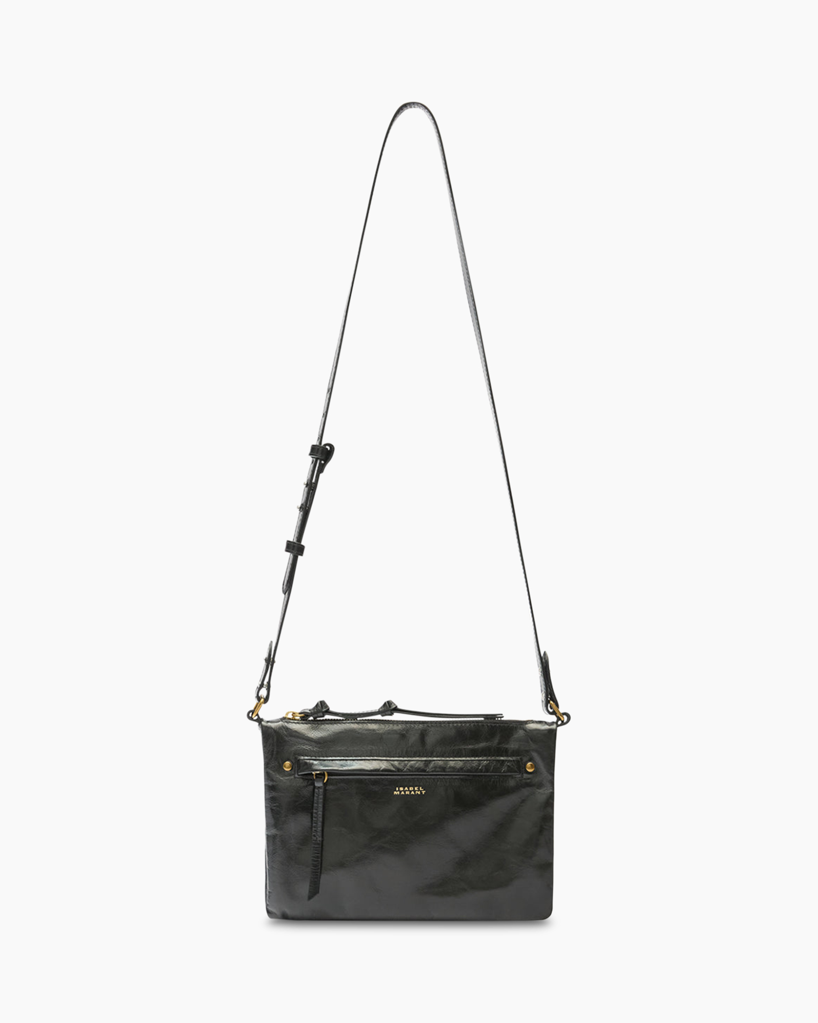 crossbody, shoulder bag, black, zippered pocket, adjustable strap