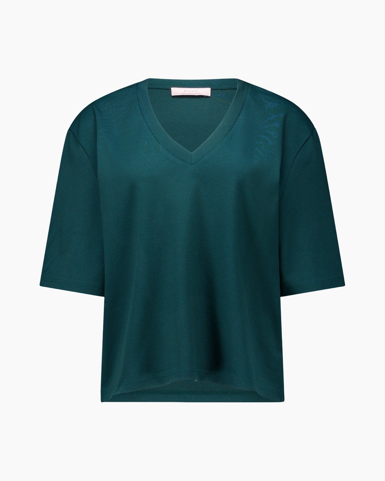 t-shirt, v-neck, teal, short sleeve, solid color