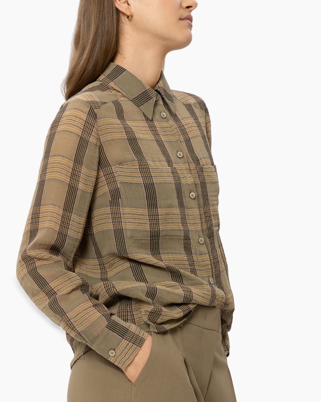 plaid, shirt, button-down, long-sleeve, khaki