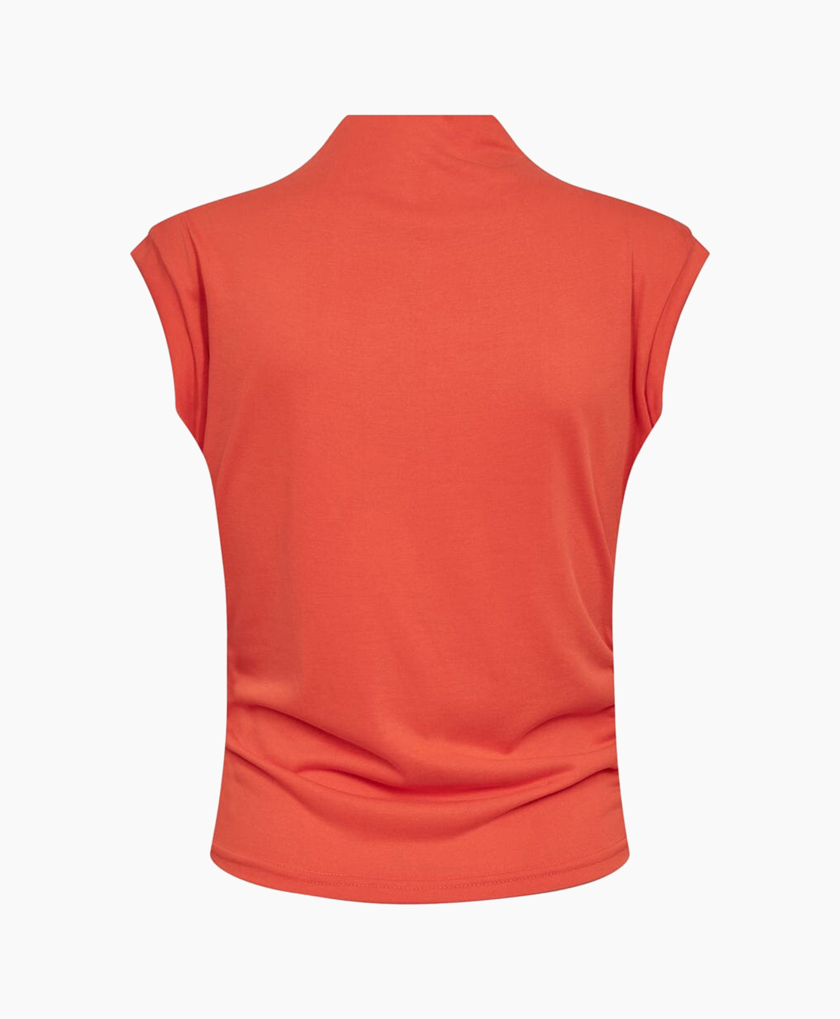 sleeveless top, tank top, orange, casual, solid color