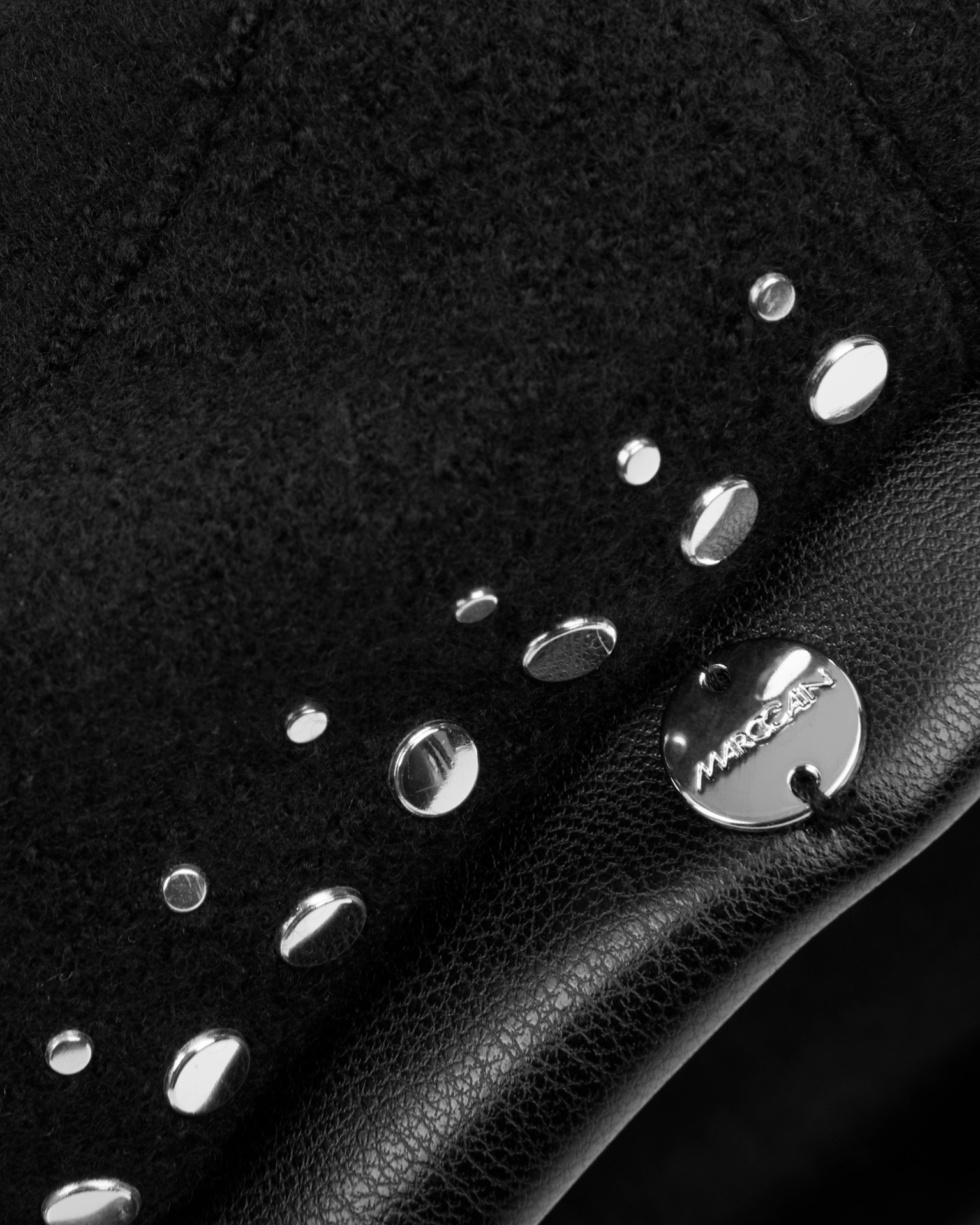 beret, black, studs, silver studs, soft