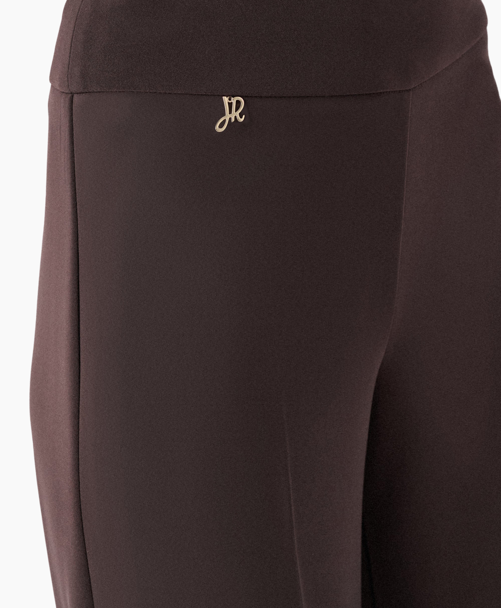 pants, slacks, brown, solid, front-hip-logo