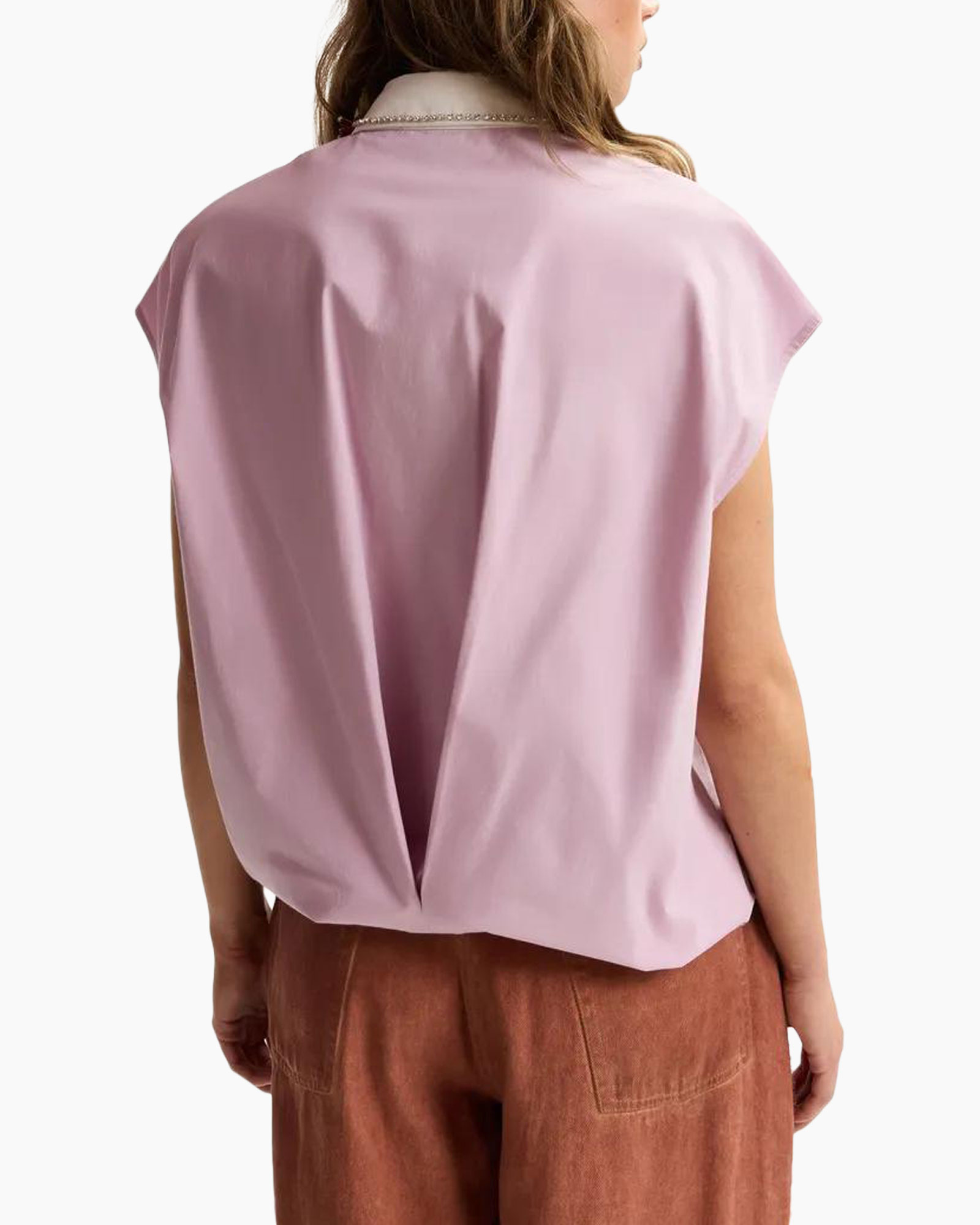 blouse, pink, collar, short-sleeve, pocket