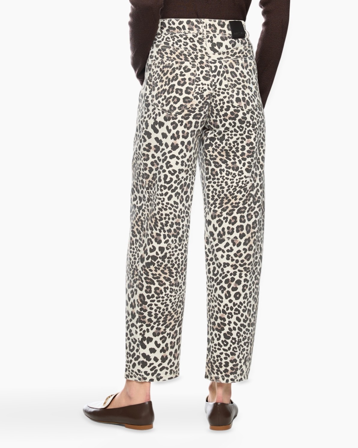 leopard print, pants, wide leg, ankle length, neutral beige
