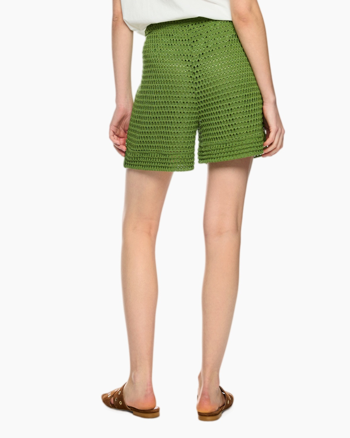 shorts, green, crochet, woven, sliders