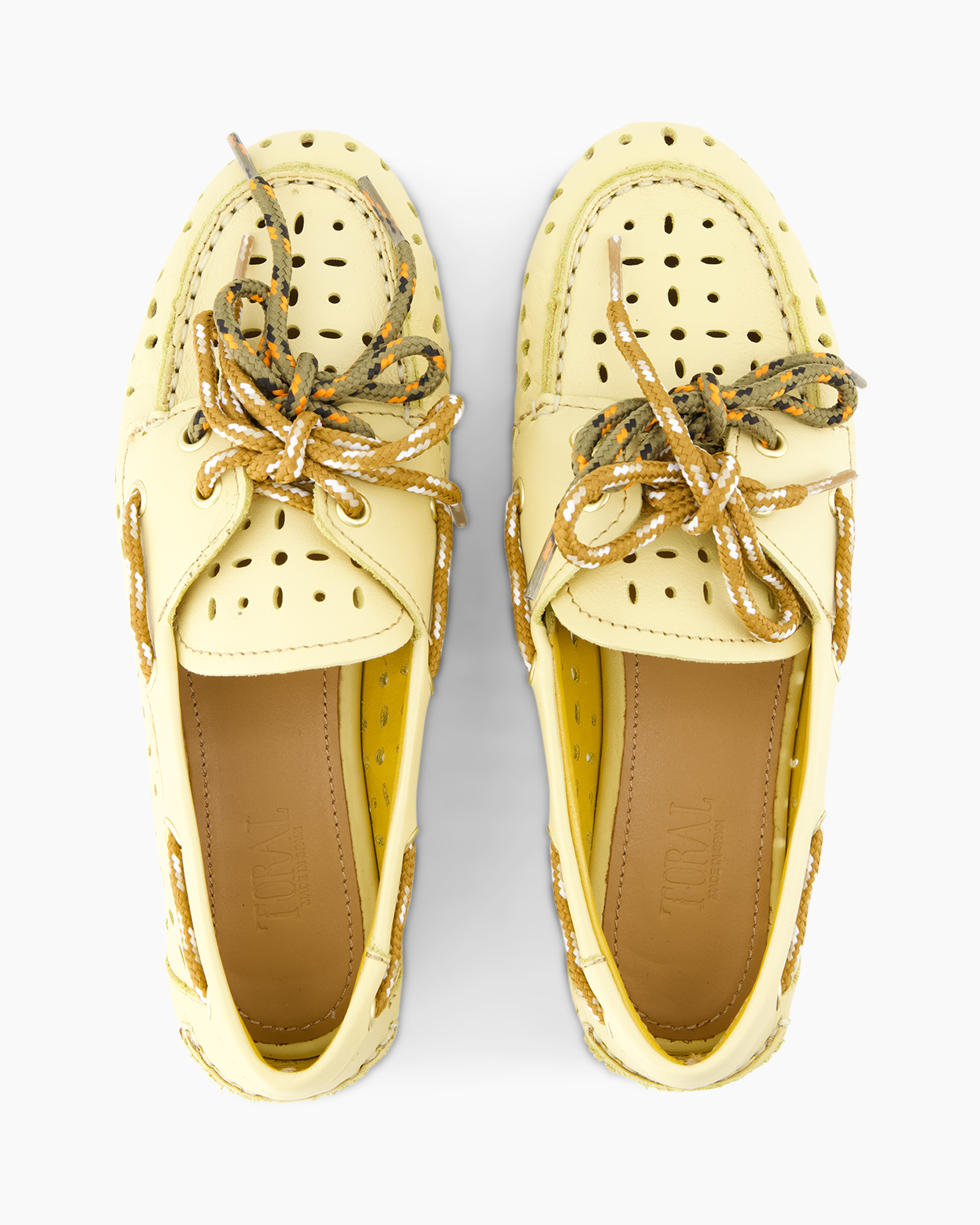 shoes, loafers, perforated, lace-up, yellow