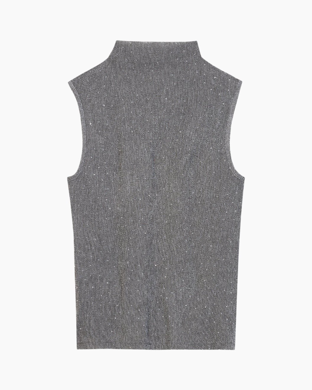 sleeveless, turtleneck, knitted, gray, fabric
