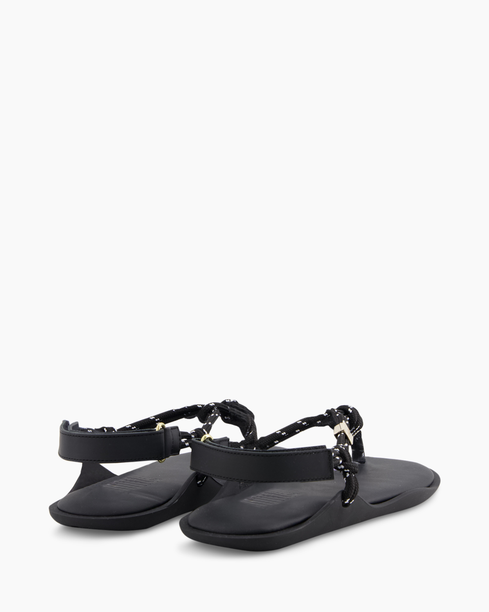 sandals, flat, toe-ring, strap, black