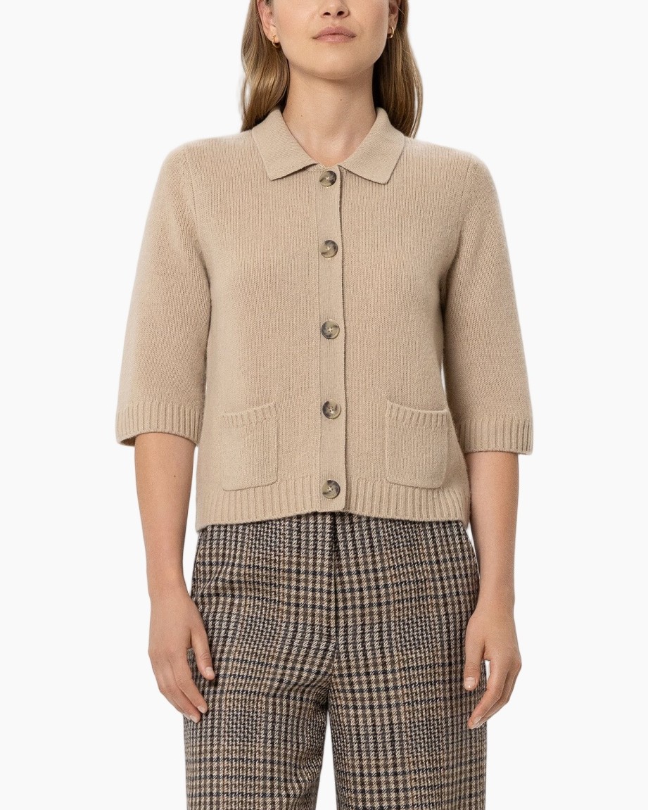 cardigan, beige, knitted, buttons, pocket