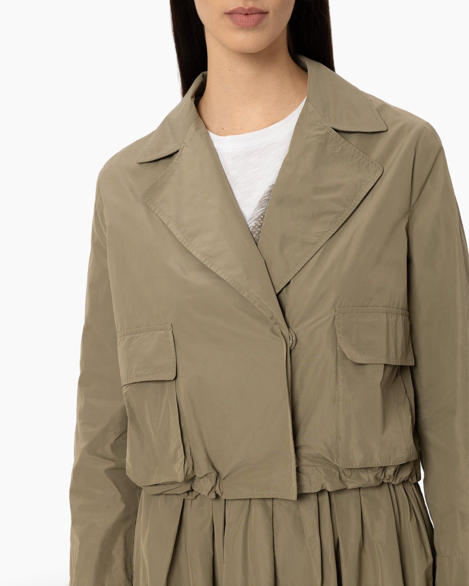 trench, jacket, pocketed, khaki, collar