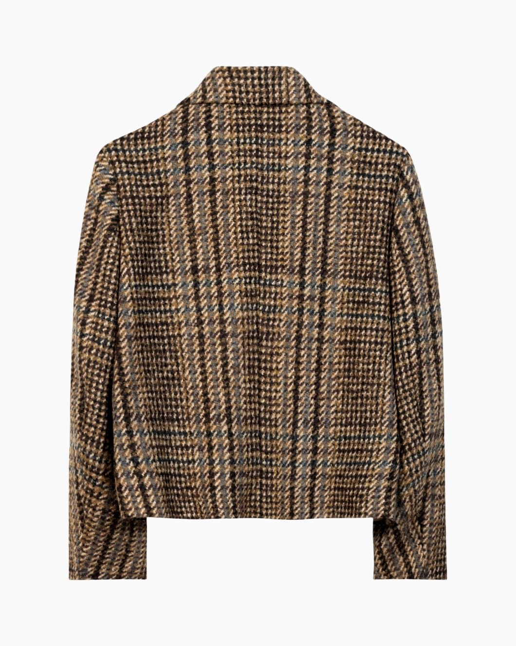 plaid, checkered, jumper, buttonless, brown