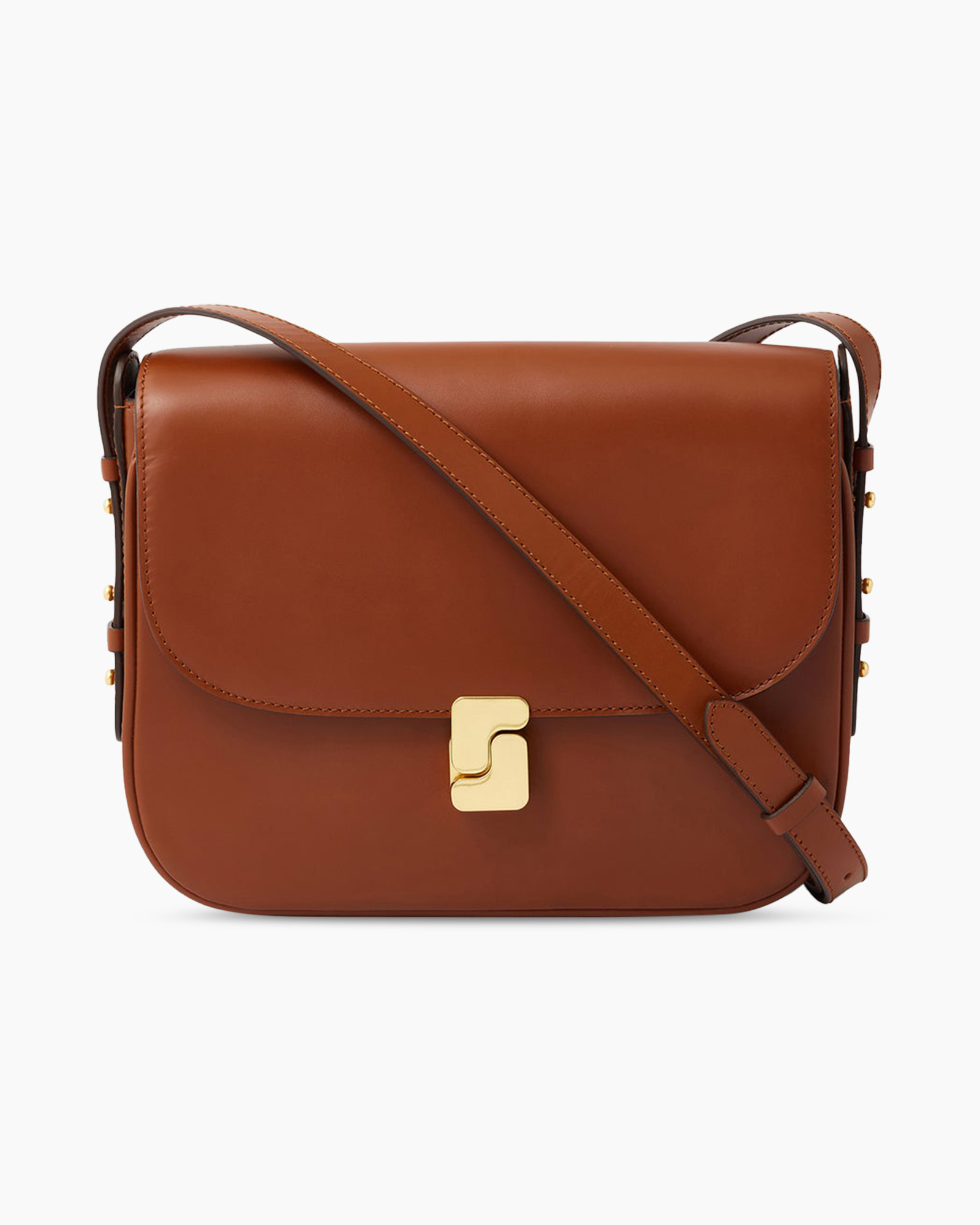 handbag, crossbody, brown, leather, gold-tone hardware