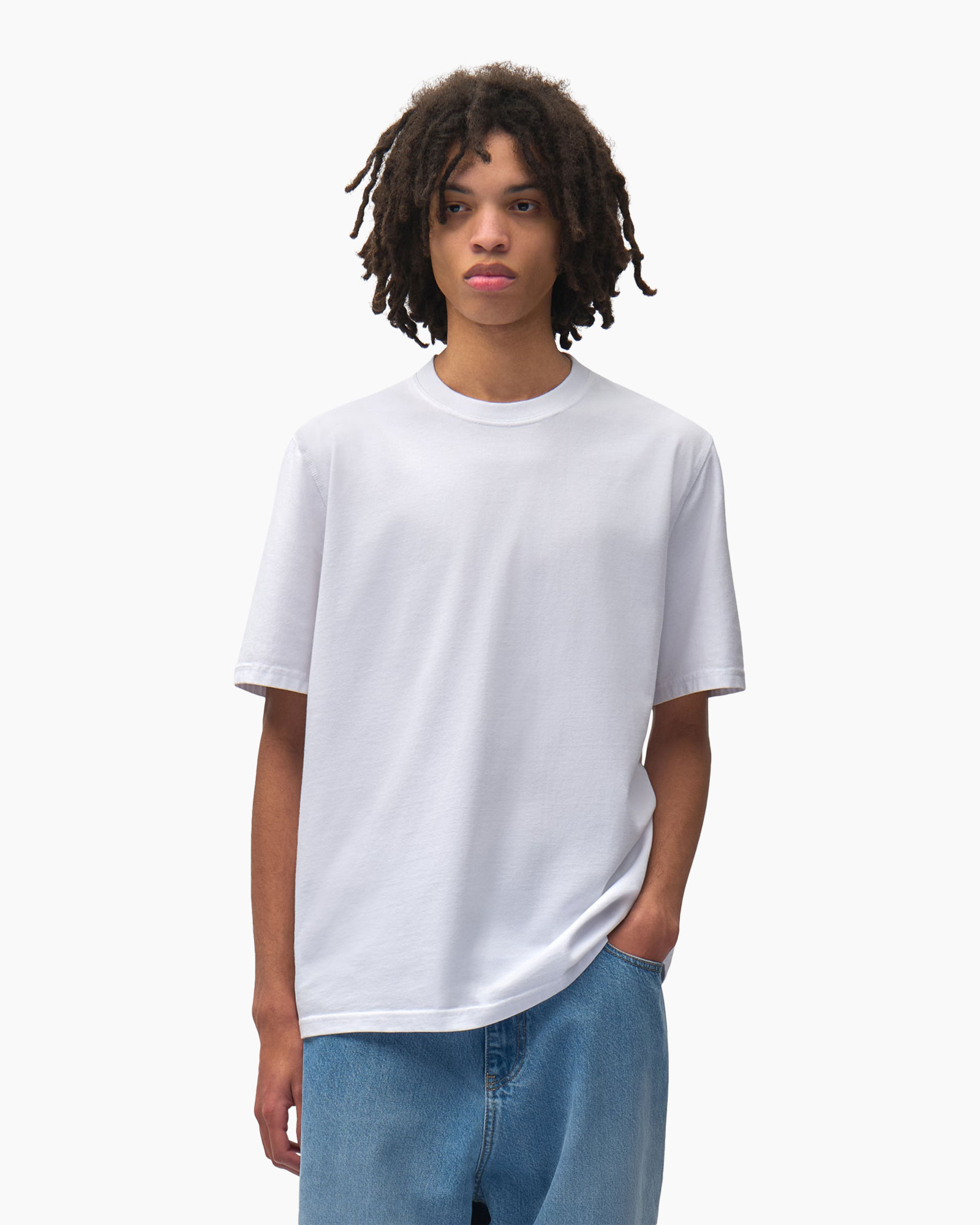 t-shirt, short-sleeve, white, cotton, plain