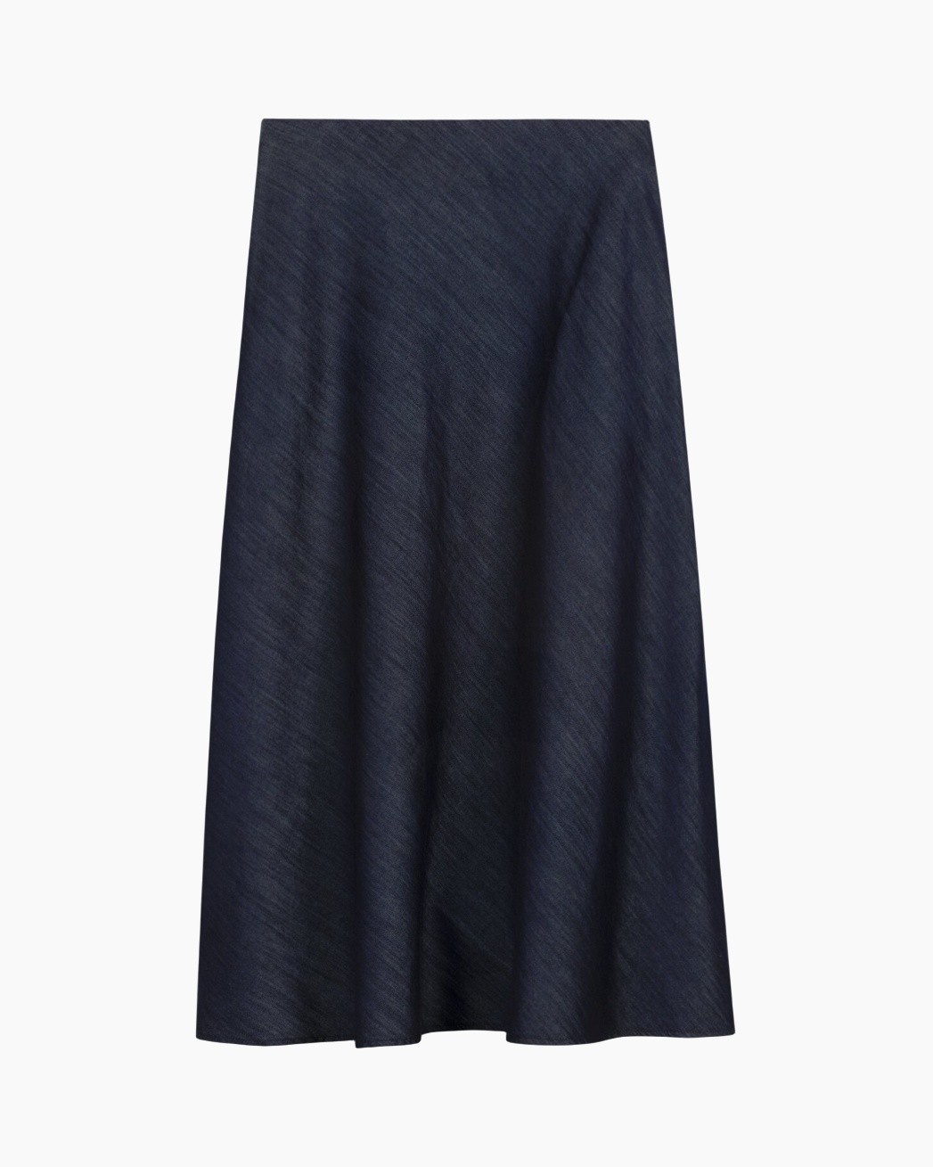 skirt, mid-length, denim, navy, plain