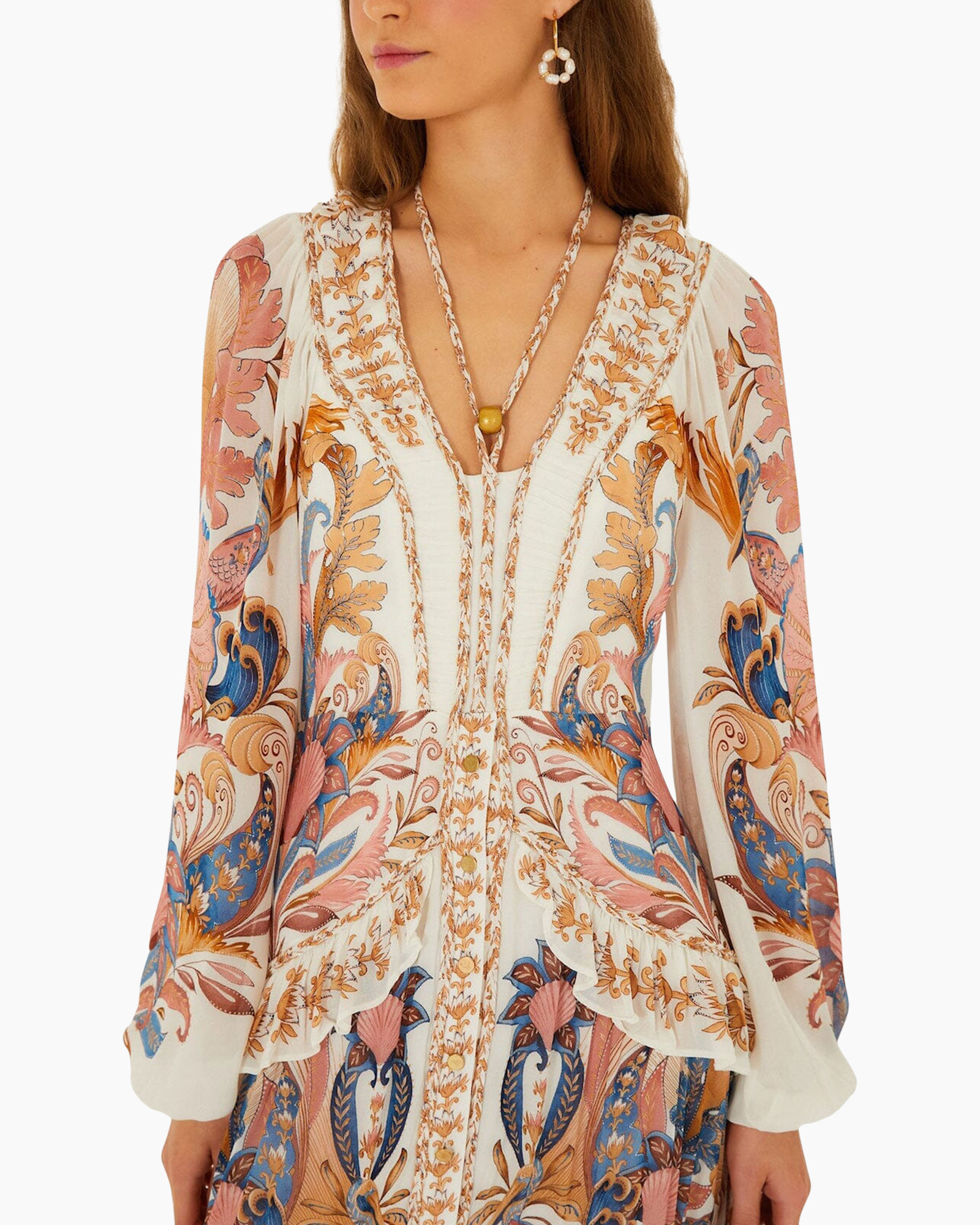 Blouse, Clothing, Dress, Long Sleeve, Sleeve, blouse, floral, paisley, long sleeve, v-neck