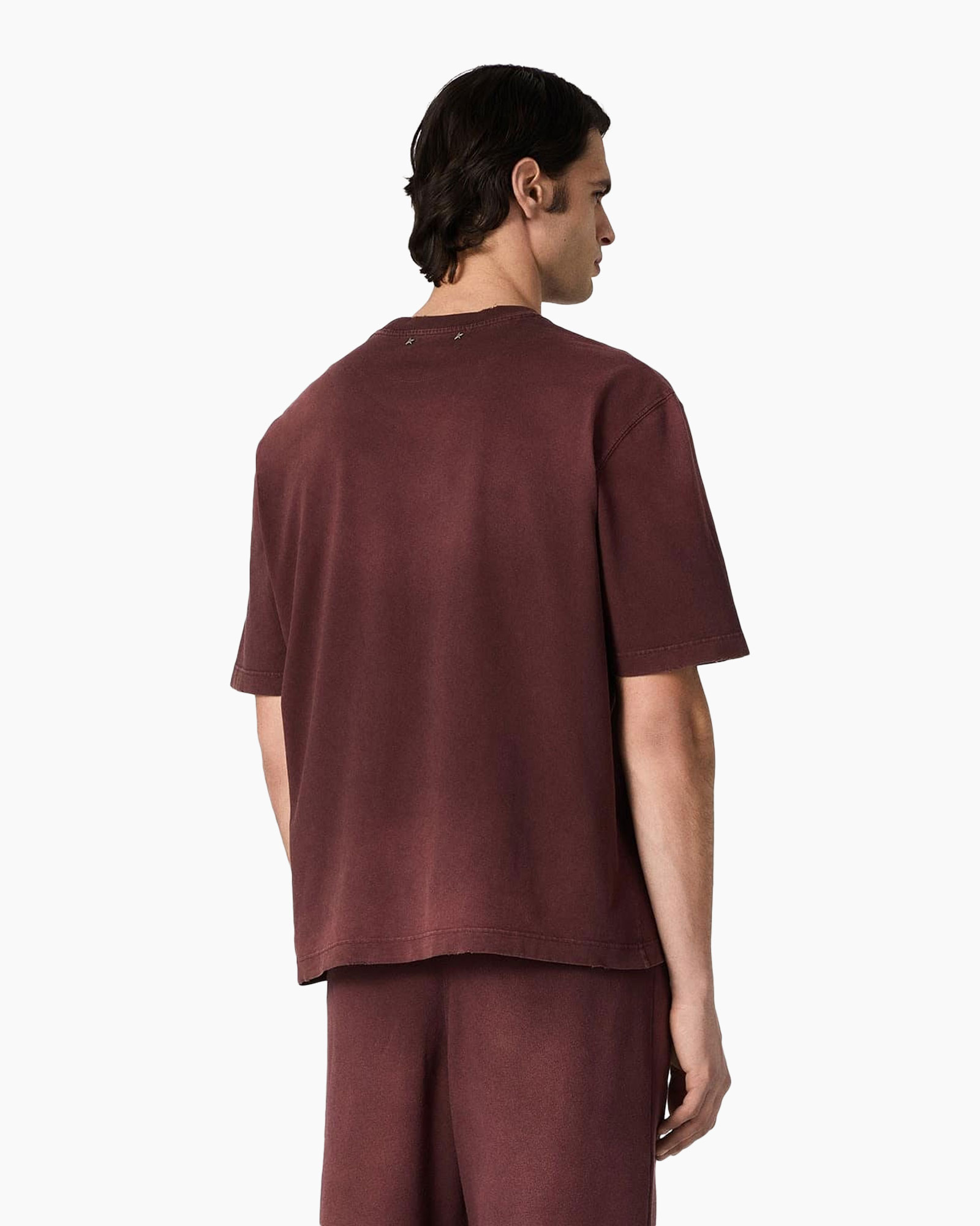 t-shirt, oversized, short sleeve, solid, maroon