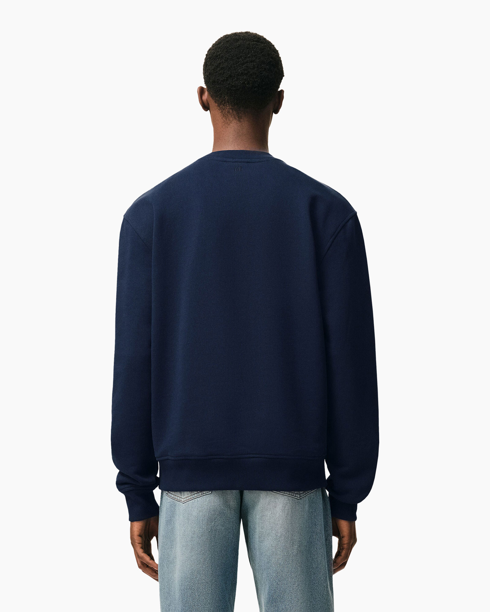 sweatshirt, navy, crewneck, long_sleeve, back_view