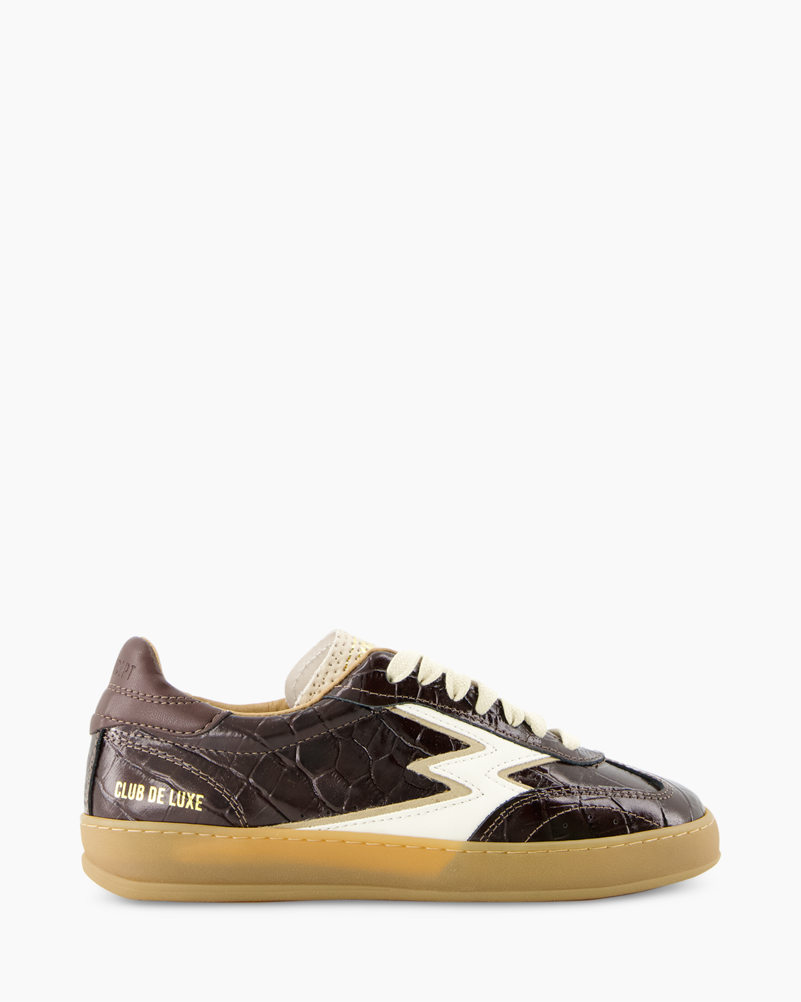 sneaker, leather, brown, gum sole, club de luxe